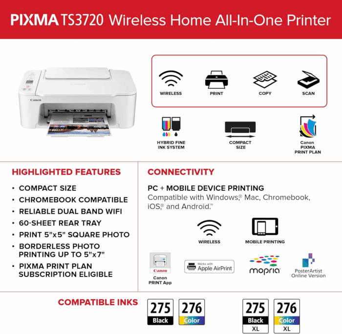 PIXMA TS3720 Wireless All-In-One Printer (6671C022) - Image 6