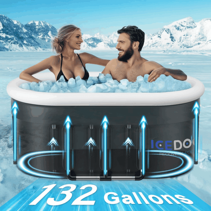 Upgraded 132 Gal XXL Large Oval Ice Bath with Air Ring, Multi-Layered Portable Cold Plunge Tub for Athletes, Foldable & Inflatable Full-Body Cold Tub Recovery at Home, Outdoors,Gym Use - Image 3