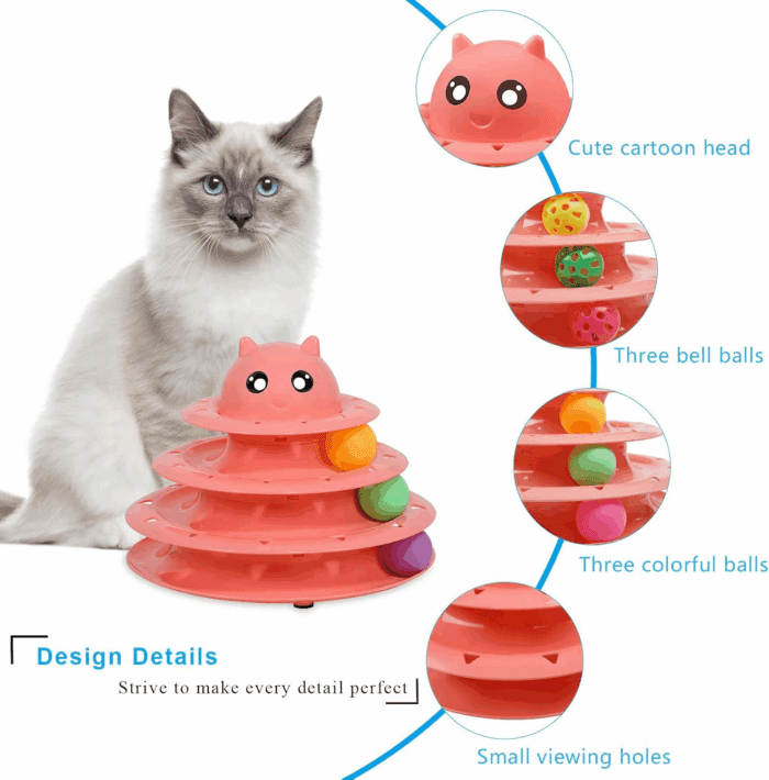Cat Toy Roller 3-Level Turntable Cat Toy Balls with Six Colorful Balls Interactive Kitten Fun Mental Physical Exercise Puzzle Toys. - Image 4