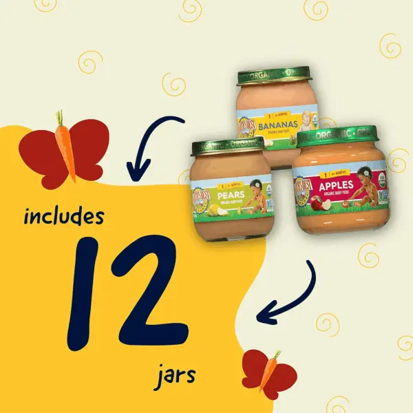 Organic Baby Food Jars, Stage 1 Fruit Puree for Babies 4 Months and Older, Organic Fruit Variety Pack, 4 Oz Resealable Glass Jar (Pack of 12) - Image 4