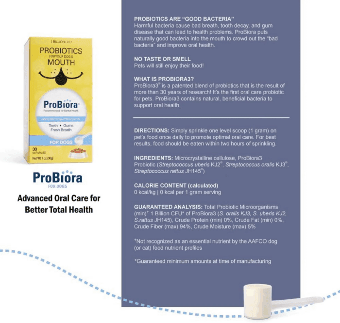 Probiora Probiotics for Dogs Dental Probiotic Dog Breath Freshener Tooth Powder, 30G - Image 2