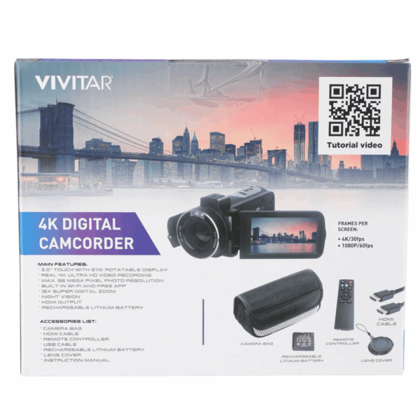 4K HD Digital Video Camera with Wifi, Built in Night Vision, and 3" Touch Rotational Display - Image 9