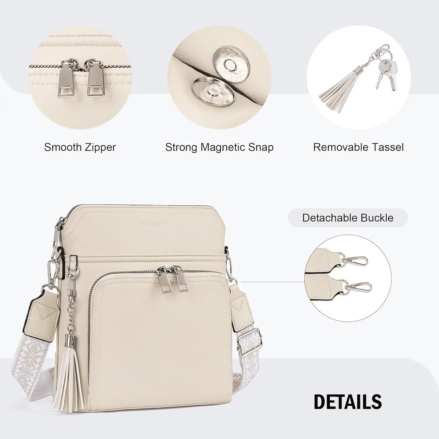 Crossbody Purse for Women,Lightweight Medium Crossbody Bag Soft Leather Women'S Shoulder Handbags with Tassel - Image 7