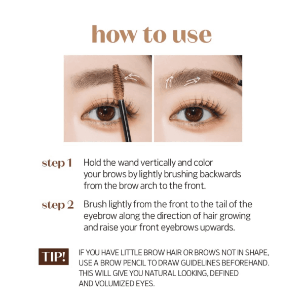 Color My Brows 4.5G - Rich Brown | Beeswax & Carnauba Wax | Eyebrow Mascara, Quickly Fixing Natural Eyebrow Makeup with Care Effect | Korean Makeup, Kbeauty, Perfect for Gift - Image 7