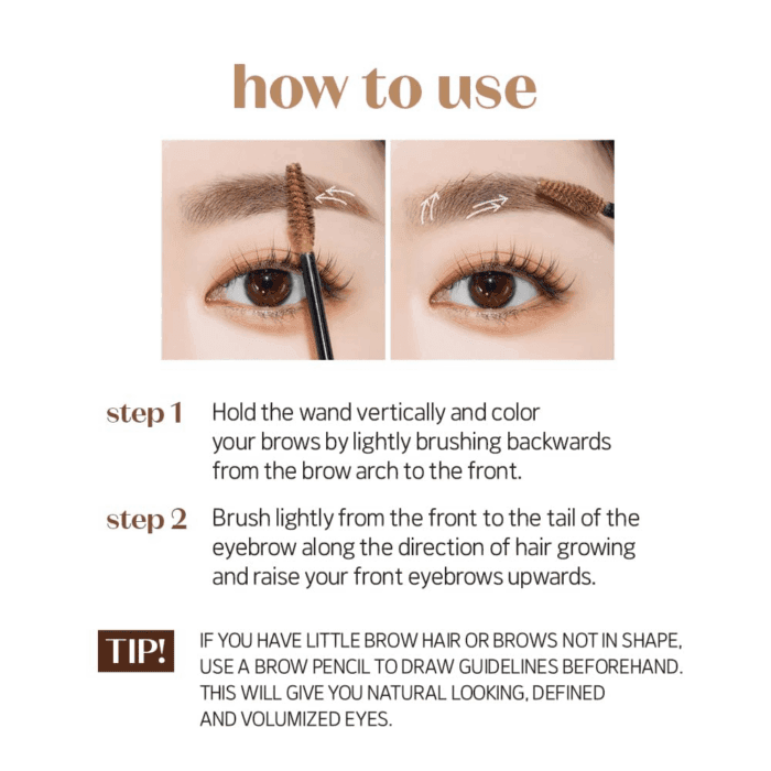 Color My Brows 4.5G - Rich Brown | Beeswax & Carnauba Wax | Eyebrow Mascara, Quickly Fixing Natural Eyebrow Makeup with Care Effect | Korean Makeup, Kbeauty, Perfect for Gift - Image 7