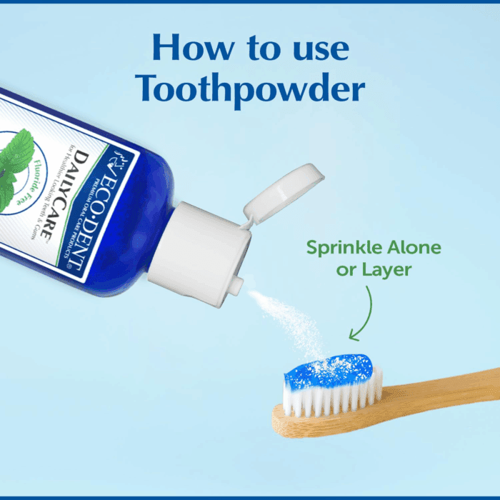 Dailycare Baking Soda Toothpowder, Original Mint - SLS & Fluoride-Free Toothpaste Powder with Minerals & Essential Oils, Toothpaste Alternative + Dailyrinse Single-Use Pack - Image 4