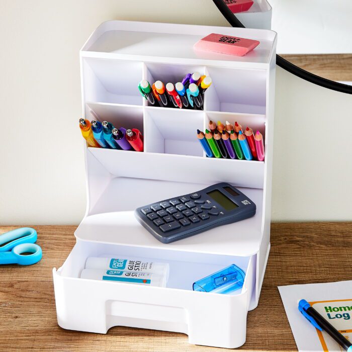 Pen Gear White Tall Organizer Plastic Desktop Organizer - Image 2