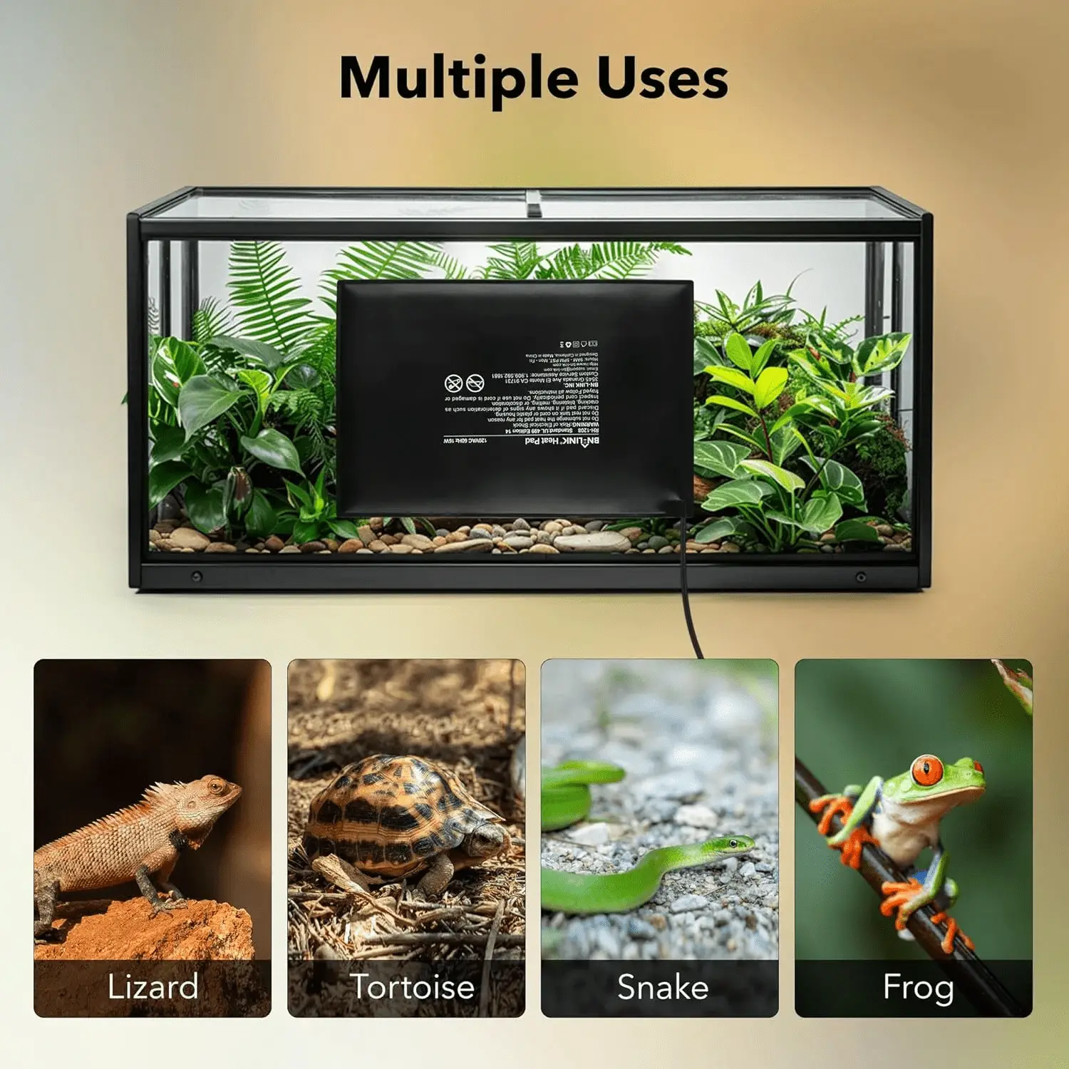 Durable Reptile Heating Pad 8" X 12" with Digital Thermostat under Tank Heater Terrarium Warmer Combo Set for Turtles, Lizards, Frogs, and Other Reptiles - Image 5