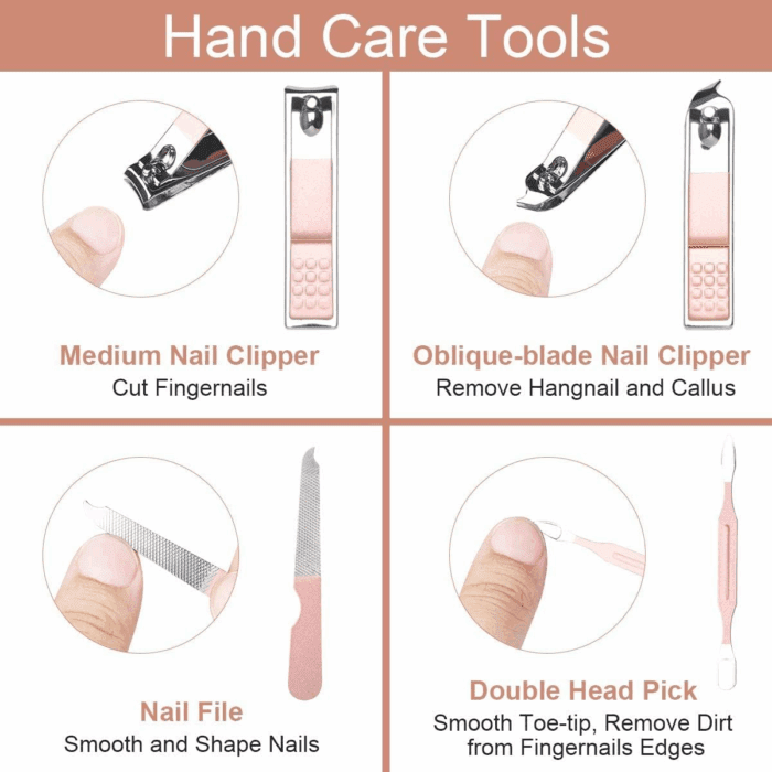 Nail Clippers Set, 7 Pcs Professional Portable Manicure Kit, Eyebrow Grooming Face Hair Clippers, Stainless Steel Nail Care Tools with Luxurious Leather Case for Travel & Home - Image 4
