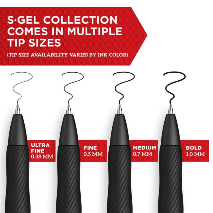 S-Gel Pen, Retractable, Medium 0.7Mm, Black Ink, 2 Count - Image 2