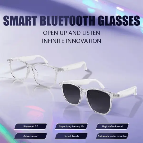 Bluetooth Anti-Blue Light Glasses, Smart Bluetooth Glasses for Women,Voice Control,Open Ear Style, Listen Music and Calls (Lear Lens with Pink Frame1) - Image 8
