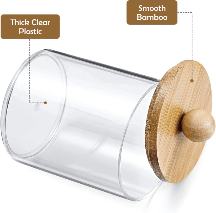 6-Pack Bamboo Qtip Holders - Bathroom Storage for Cotton Balls, Swabs, Pads, Floss - Image 5