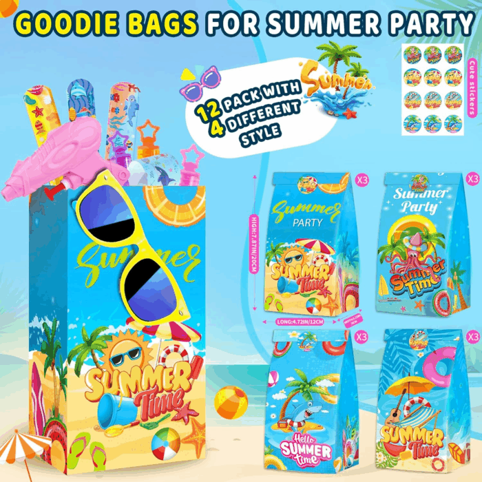 Pool Party Favors Beach Party Favors - 132PCS Summer Beach Pool Toys for Kids Include Beach Balls, Kids Sunglasses Bulk, Bubble Wands...Pool Party Supplies for Summer Birthday Party for Kids 4-8 8-12 - Image 4