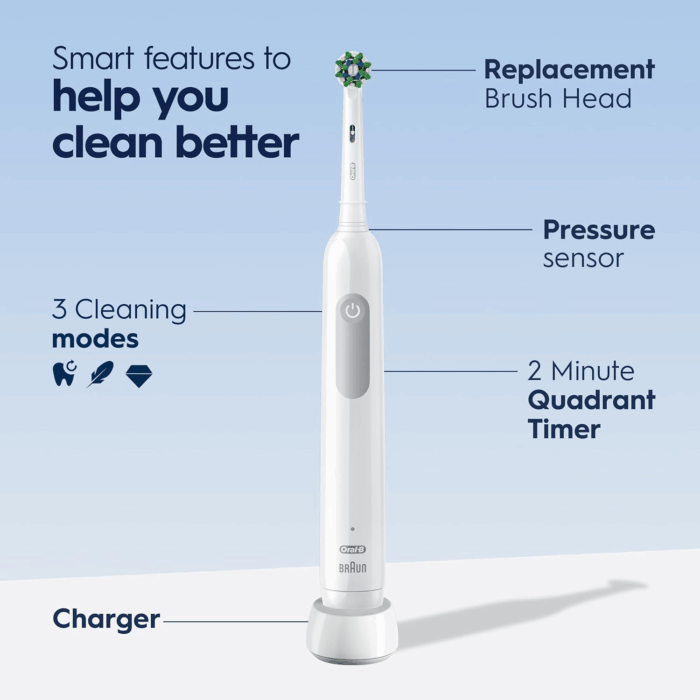 Pro 1000 Rechargeable Electric Toothbrush, White - Image 4