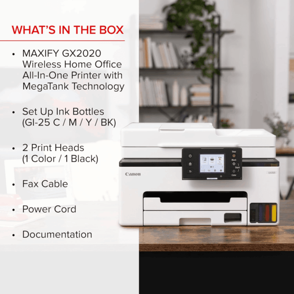 Megatank GX2020 All-In-One Wireless Supertank [Megatank] Printer | Print, Copy and Scan| Mobile Printing |2.7" LCD Color Touchscreen | Auto Document Feeder and Auto Duplex Printing - Image 7