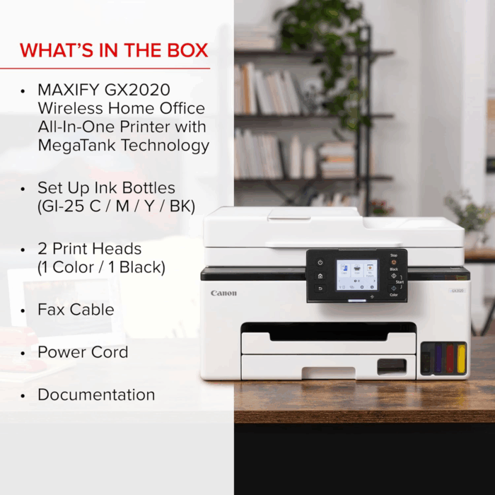 Megatank GX2020 All-In-One Wireless Supertank [Megatank] Printer | Print, Copy and Scan| Mobile Printing |2.7" LCD Color Touchscreen | Auto Document Feeder and Auto Duplex Printing - Image 7
