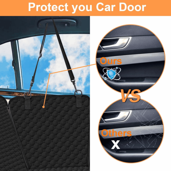 Dog Car Seat Cover for Back Seat, Waterproof Car Seat Protector for Dogs with Side Flaps, Scratchproof Dog Hammock with Nonslip Bottom for Suvs, Standard(54" Wx55 L) All Black - Image 2