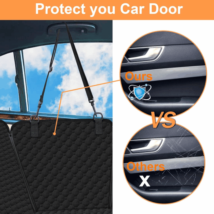 Dog Car Seat Cover for Back Seat, Waterproof Car Seat Protector for Dogs with Side Flaps, Scratchproof Dog Hammock with Nonslip Bottom for Suvs, Standard(54" Wx55 L) All Black - Image 2