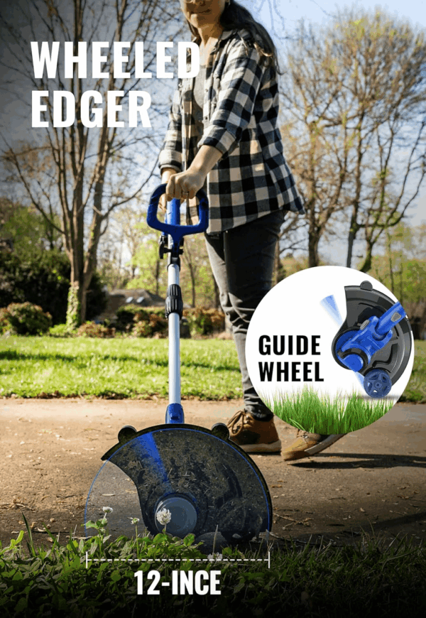 20V Weed Wacker, Leaf Blower, Wheeled Edger Kit Electric with 2 * 2Ah Battery & Charger, String Trimmer, Lightweight, Adjustable Telescopic Shaft, Fast-Charging - Image 6