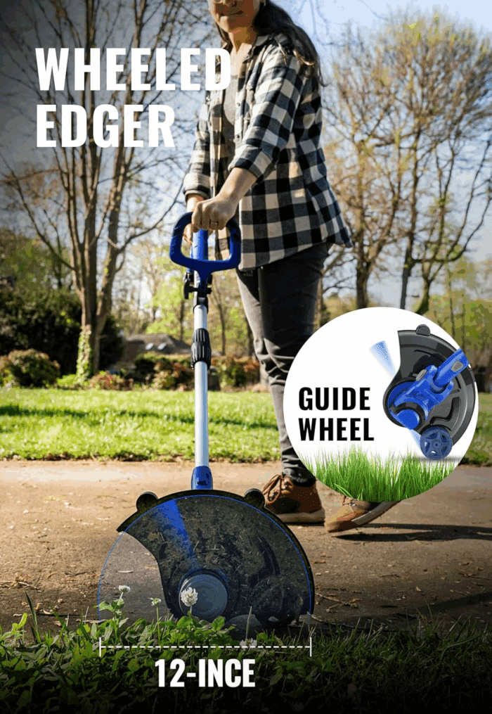 20V Weed Wacker, Leaf Blower, Wheeled Edger Kit Electric with 2 * 2Ah Battery & Charger, String Trimmer, Lightweight, Adjustable Telescopic Shaft, Fast-Charging - Image 6