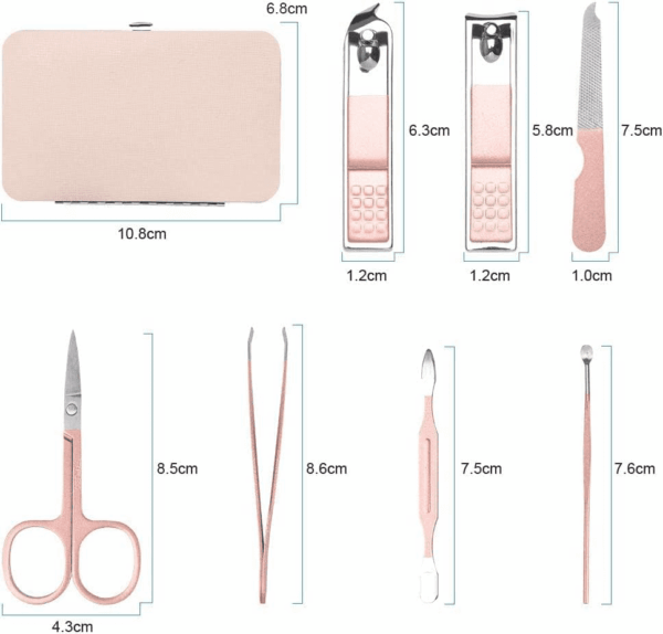 Nail Clippers Set, 7 Pcs Professional Portable Manicure Kit, Eyebrow Grooming Face Hair Clippers, Stainless Steel Nail Care Tools with Luxurious Leather Case for Travel & Home - Image 2