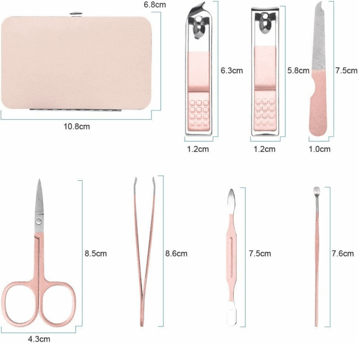 Nail Clippers Set, 7 Pcs Professional Portable Manicure Kit, Eyebrow Grooming Face Hair Clippers, Stainless Steel Nail Care Tools with Luxurious Leather Case for Travel & Home - Image 2