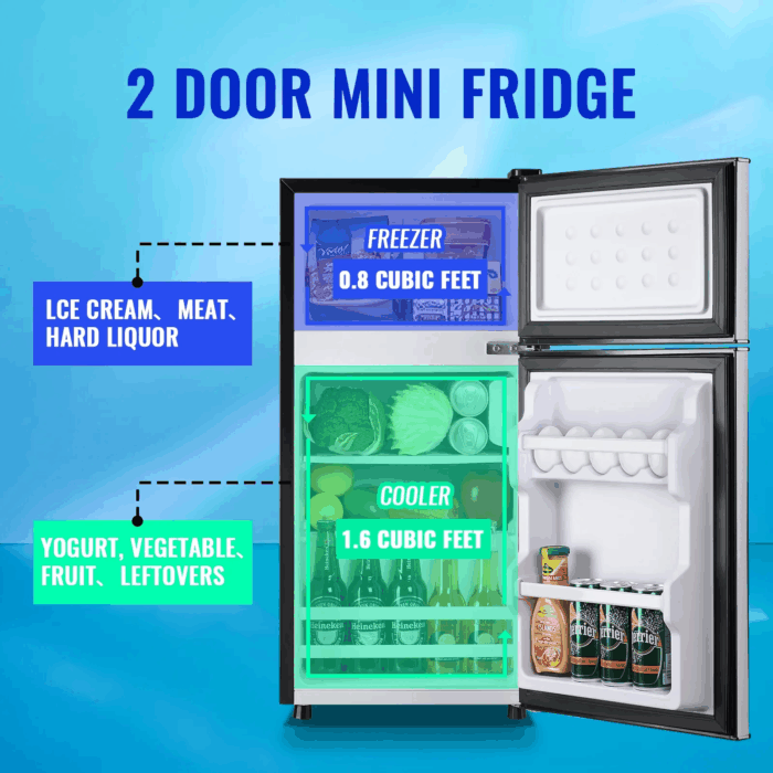 2.4 Cu.Ft Mini Fridge with Freezer, Apartment Size Refrigerator, Silver, New - Image 2