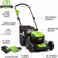 40V 20" Cordless Lawn Mower (Push), Axial Leaf Blower (500 CFM / 120 MPH),12" String Trimmer with 2 Batteries(5Ah+2Ah) and Chargers - Image 2