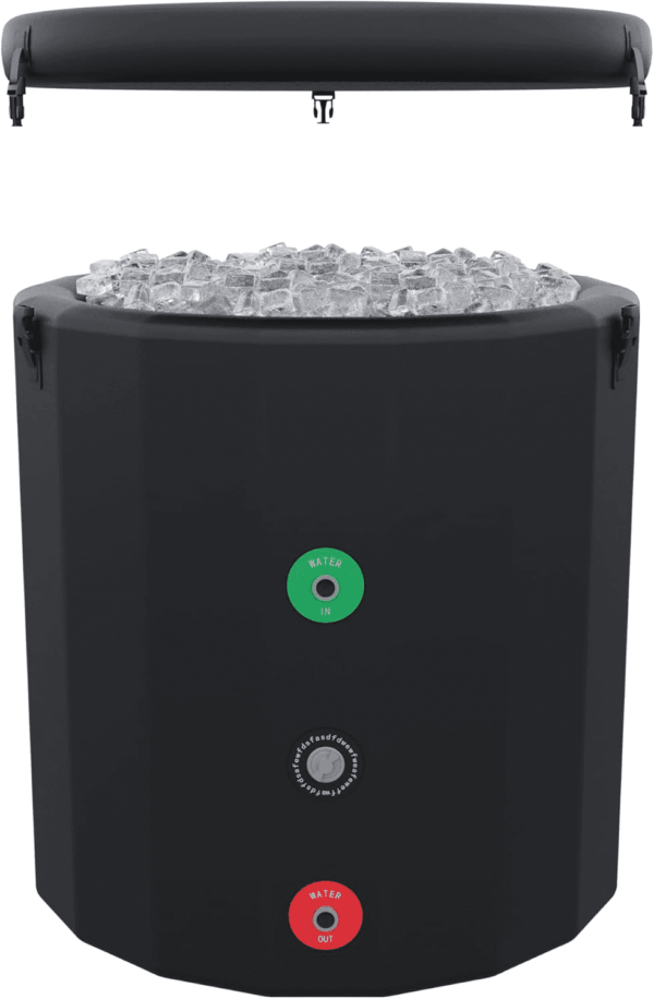 Inflatable Cold Plunge Tub – Portable Ice Bath with Insulated Lid, Water Chiller Compatible, Durable & Easy to Athletes, Recovery, Home & Outdoors (Black, 39.37" × 39.37" × 37.40")