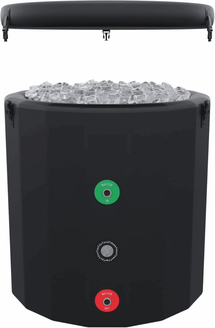 Inflatable Cold Plunge Tub – Portable Ice Bath with Insulated Lid, Water Chiller Compatible, Durable & Easy to Athletes, Recovery, Home & Outdoors (Black, 39.37" × 39.37" × 37.40")
