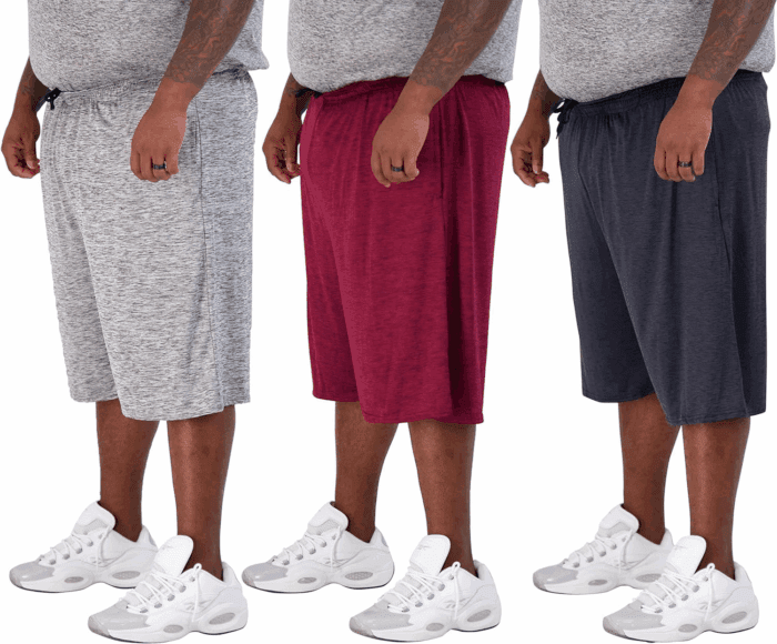 Men'S Big & Tall 3-Pack Dry Fit & Mesh Active Athletic Perfomance Shorts (3X-5X)