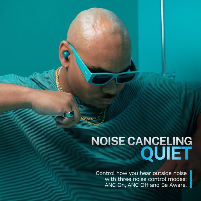 Go Pop Active Noise Cancelling True Wireless Earbuds, Charging Case, Teal - Image 3