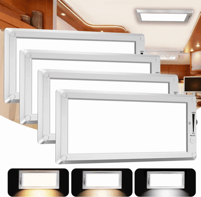 RV LED Interior Lights,3 Color RV LED Super Bright Fixture,12V RV Ceiling Dome Light with On/Off Dimmable Switch Energy Saving for Rv/Camper/Car/Trailer/Boat (Warm+Natural+Cold Light) - Image 8
