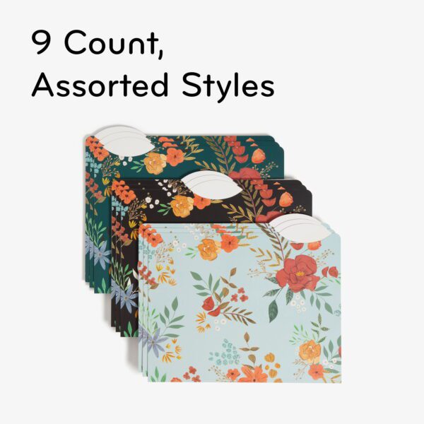 Decorative File Folders, 9 Count, Midnight Blossom, 1/3-Cut Tabs, Letter Size - Image 5