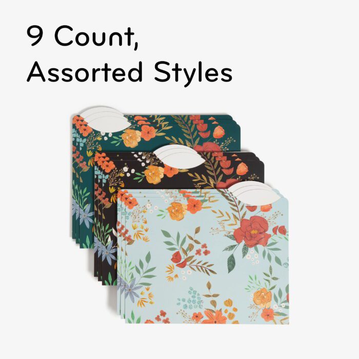 Decorative File Folders, 9 Count, Midnight Blossom, 1/3-Cut Tabs, Letter Size - Image 5