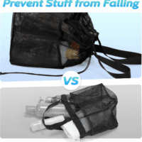 Mesh Shower Caddy Portable with Drawstring, Dorm Room Essentials for College Students Boy & Girl, Larger Shower Bag for Camping,Swimming,Gym,Travel,Bathroom - Black - Image 2