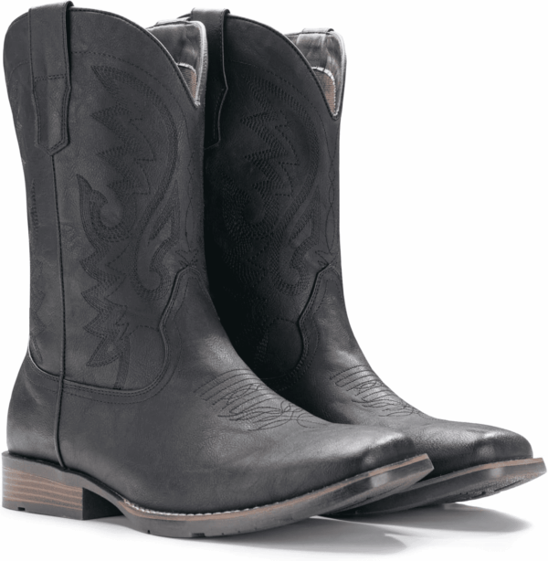 Cowboy Boots for Men with Wide Square Toe Western Retro Boot Durable Classic Fashionable Embroidered Pull on Slip Resistant Boots - Image 5