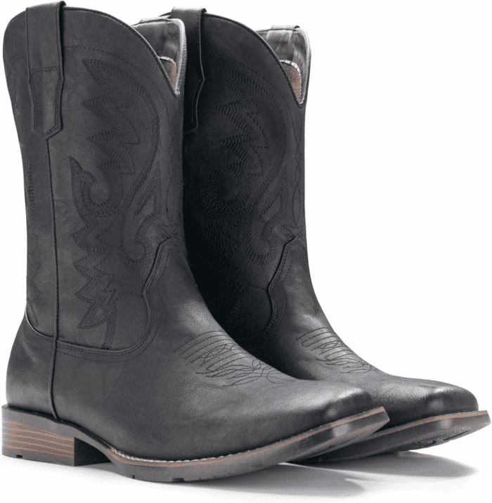 Cowboy Boots for Men with Wide Square Toe Western Retro Boot Durable Classic Fashionable Embroidered Pull on Slip Resistant Boots - Image 5