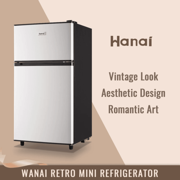 3.5 Cu.Ft Fridge with Freezer 2 Door Compact Refrigerator Adjustable Thermostat Silver New - Image 4