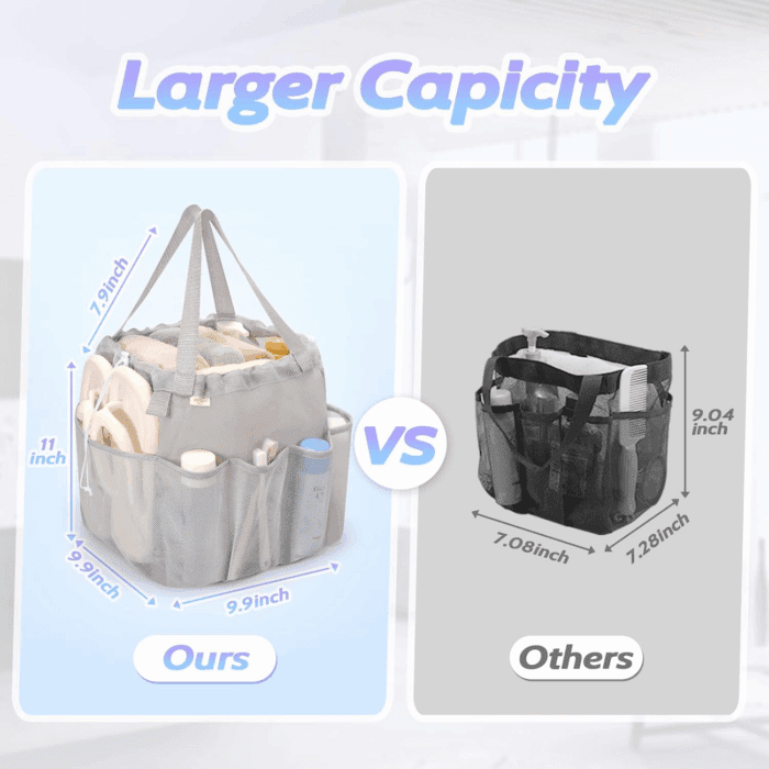 Mesh Shower Caddy Portable with Drawstring, Dorm Room Essentials for College Students, Grey Shower Bag for Camping,Swimming,Gym,Travel,Bathroom - Image 5