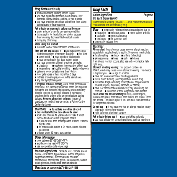 Ibuprofen Pain Reliever and Fever Reducer Coated Tablets, 200Mg, 100 Count - Image 2