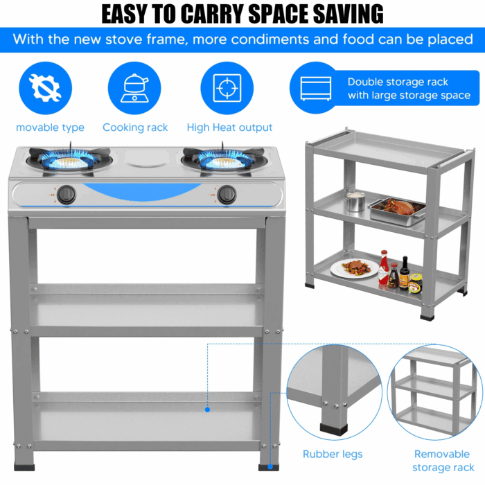 Propane Gas Stove,2 Burner Propane Burner, with Removable Leg,Auto Ignition Camping Stove,Portable Gas Stove for RV, Apartment, Outdoor - Image 3
