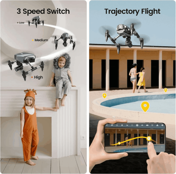 WF10 Mini Drone with Camera for Kids 1080P, Remote Control Quadcopter with 3 Batteries, Black - Image 8