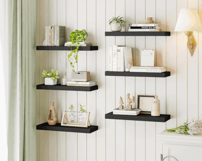 15.8In Black Floating Shelves, Set of 6 Wood Shelves, Farmhouse Shelf Wall Decor for Bathroom, Bedroom, Living and Kitchen Room - Image 6