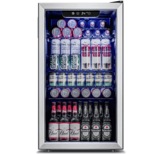 126 Can Beverage Refrigerator and Cooler with Glass Door for Home, 17.5 in D, 31.5 in H, Silver