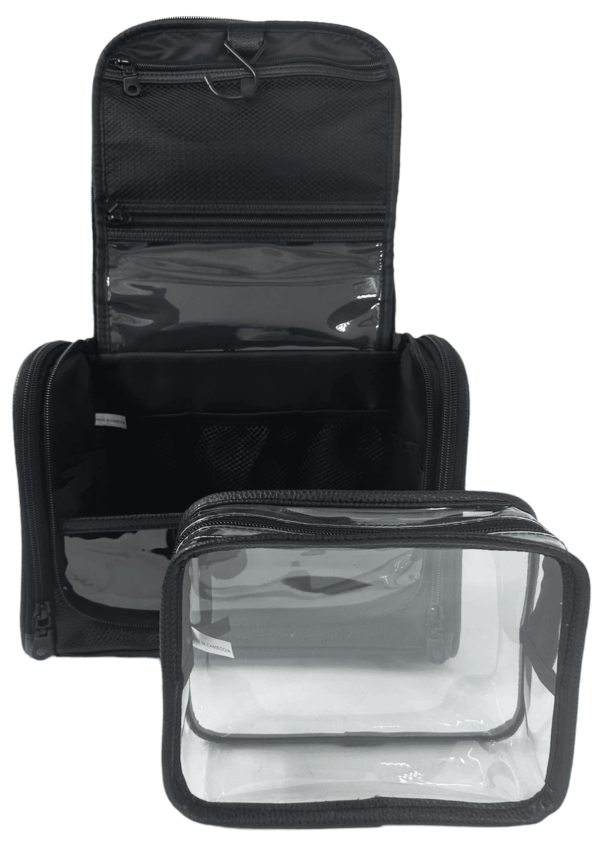 Red Stone Beauty, 2 Piece Toiletry Bag, Unisex Travel Bag or Dopp Kit, Hanging Organizer, Black - Image 2