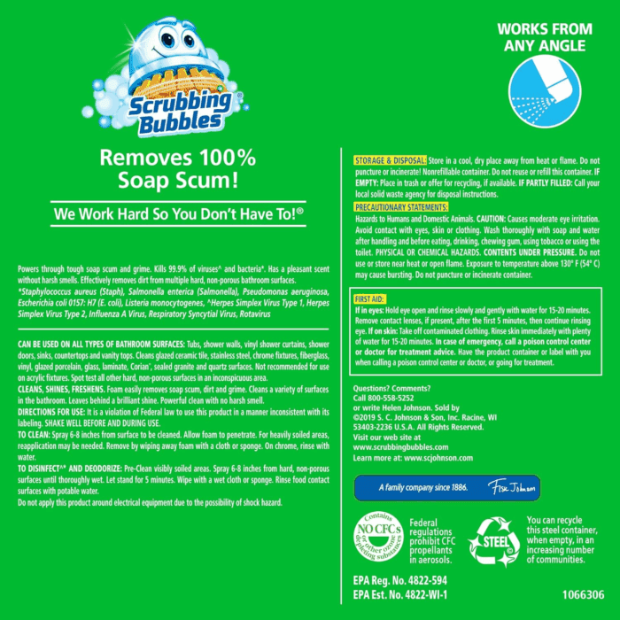 Bathroom and Shower Cleaner Disinfectant Aerosol, Foaming Action Bathroom Grime Fighter, Rainshower Scent, 20Oz - Image 8