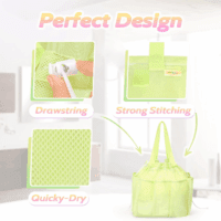 Mesh Shower Caddy Portable with Drawstring, Dorm Room Essentials for College Students Girls & Boys, Large Shower Bag for Camping,Swimming,Gym,Travel,Bathroom - Green - Image 3