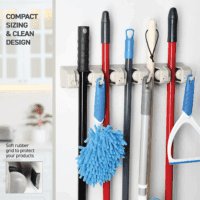Mop and Broom Holder Wall Mount Garden Tool Storage Tool Rack Storage & Organization for the Home Plastic Hanger for Closet Garage Organizer (5-Position) - Image 7