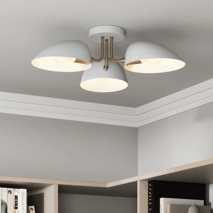 Argo Semi Flush Ceiling Mount 3-Light Fixture with Retro Black Rounded Shade for Hallway, Kitchen or Bedroom - Image 8